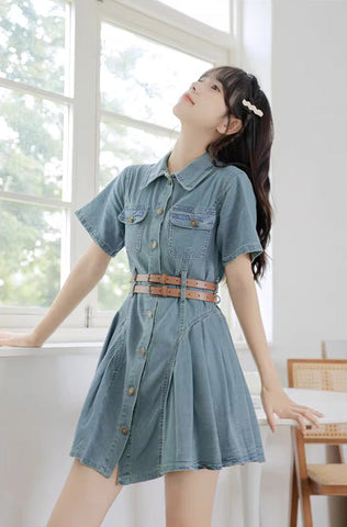 Button Up Denim Mini Dress