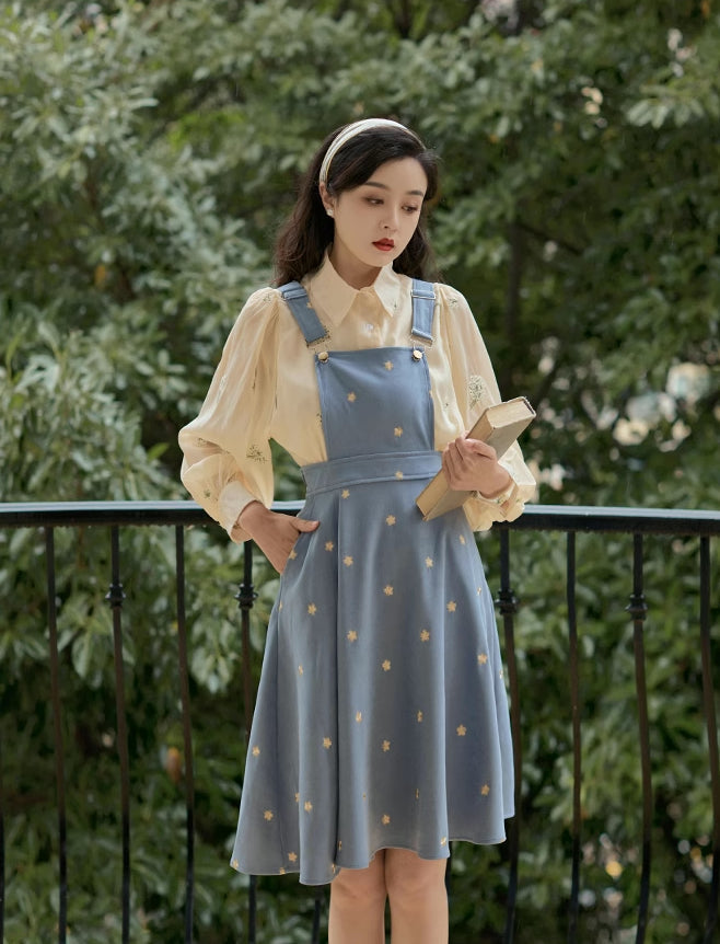 Delicate Daisy Embroidered Pinafore