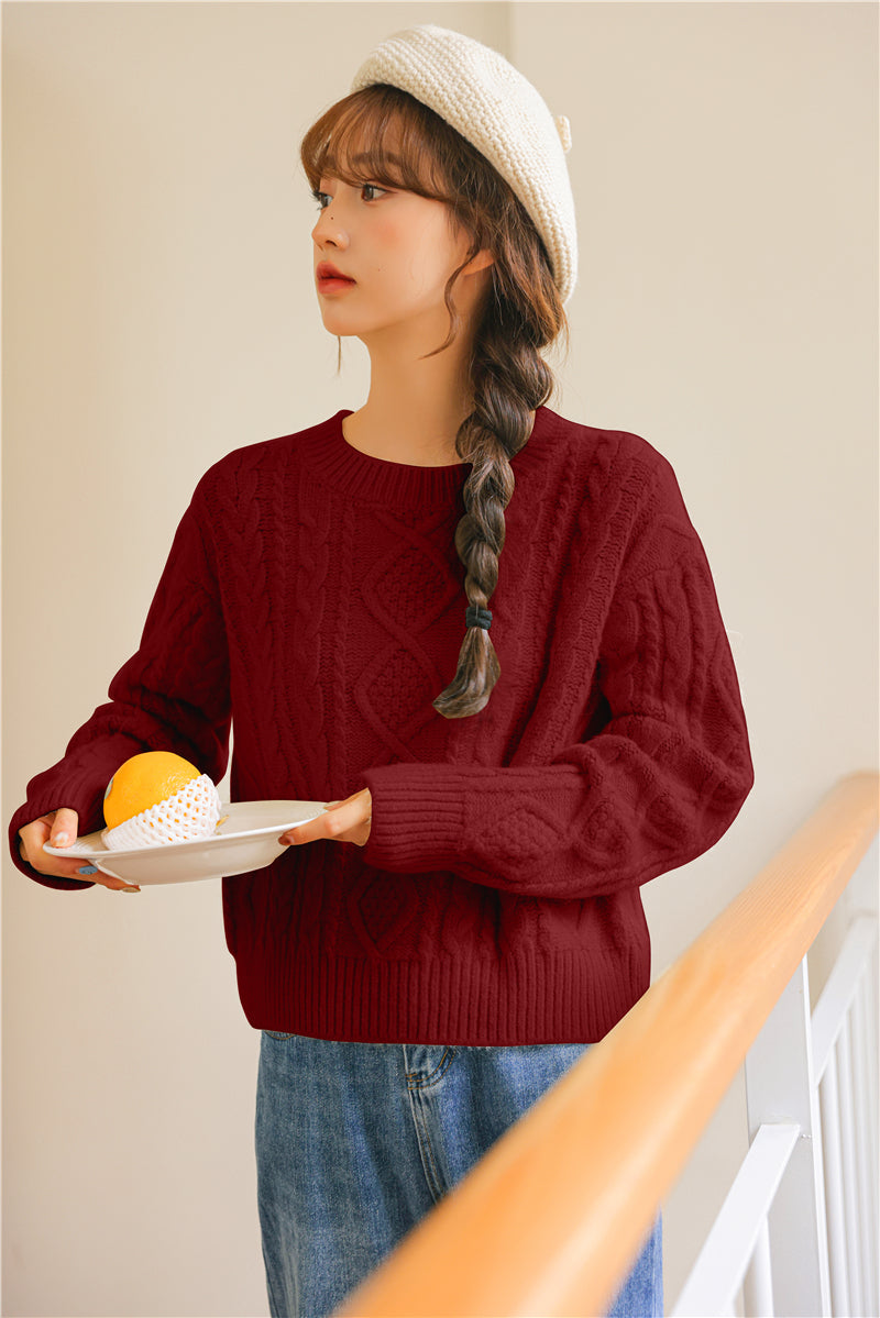 Basic-Pullover mit Zopfmuster