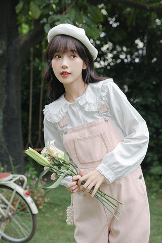 Denim-Overall mit Daisy Chain-Stickerei