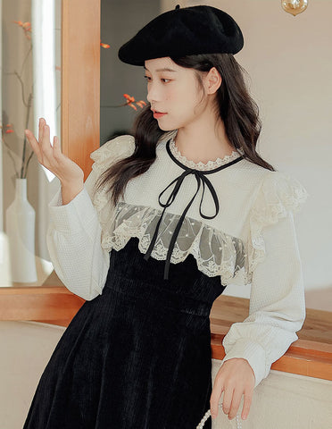 Square Lace High Neck Sweater Dress