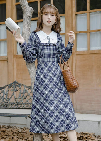 Uni Plaid Midi Dress