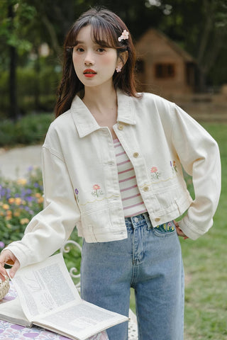 Personal Garden Embroidered Denim Jacket