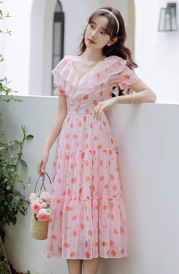 Strawberry Girl Midi Dress