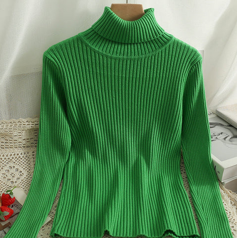 Suéter de cuello alto con canalé grueso