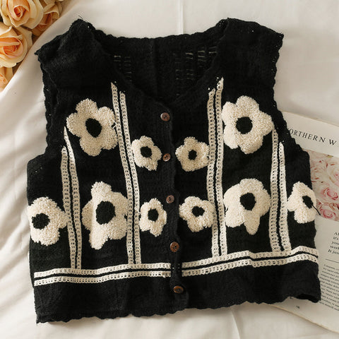 Chaleco de crochet de margaritas