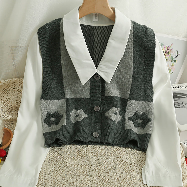 Chaleco retro Daisy con bloques de color y doble uso
