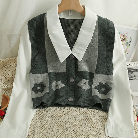 Chaleco retro Daisy con bloques de color y doble uso