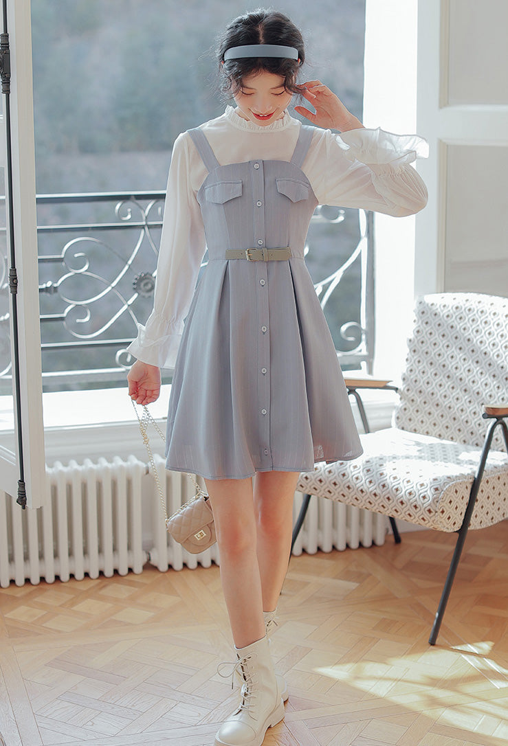 Vestido mini de rayas con botones