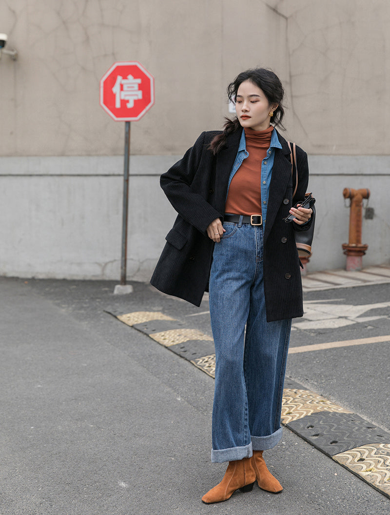 Corduroy Double Breasted Blazer Jacket