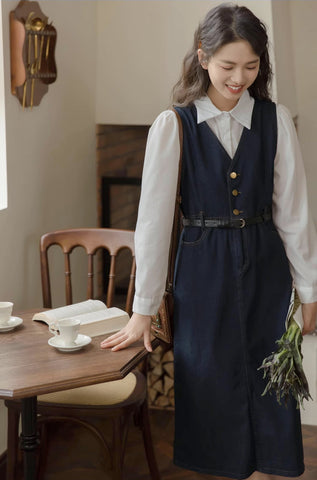 Denim Midi Pinafore