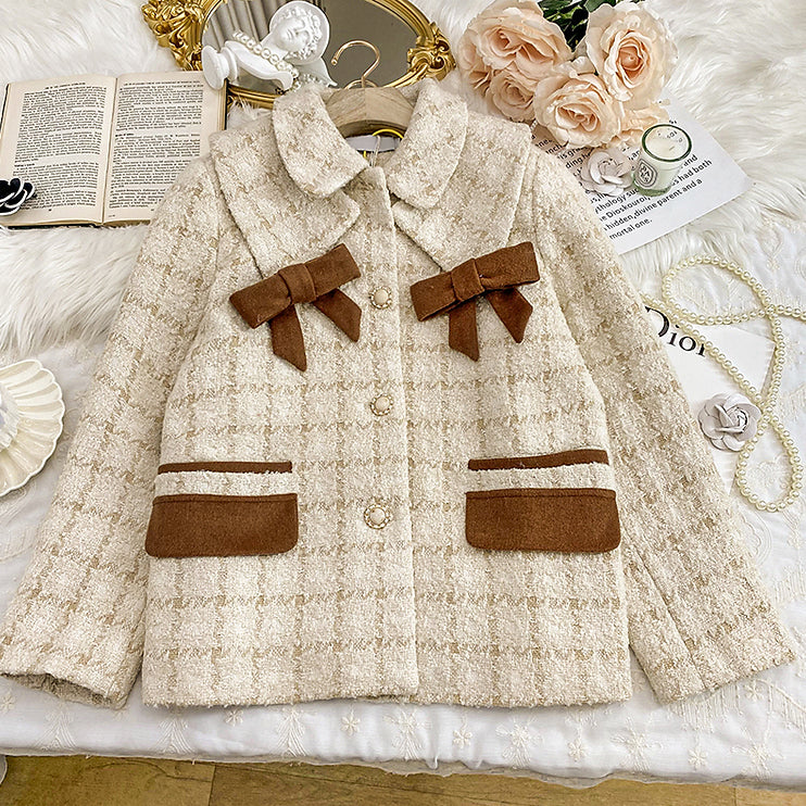 Latte Plaid Tweed Jacket / Skirt