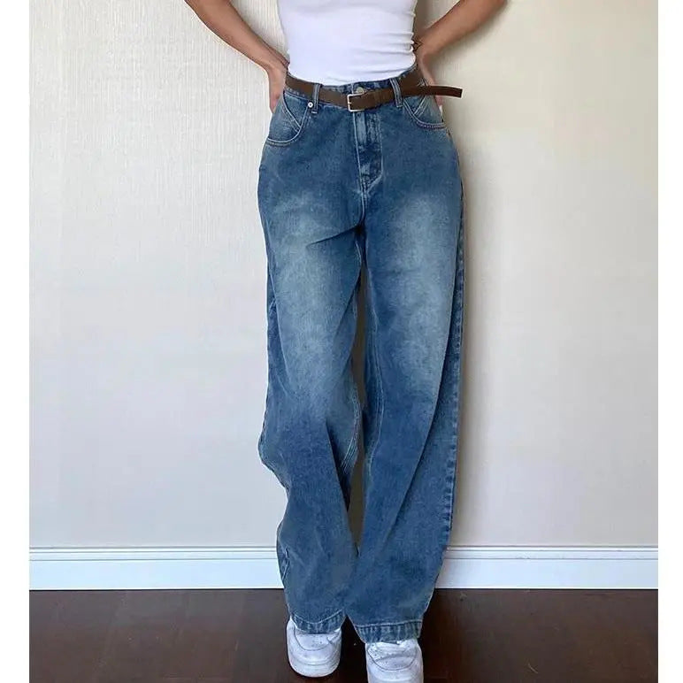 Washed Classic Denim Boyfriend Jeans