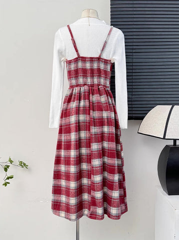 Fuzzy Plaid Midi Cami Dress