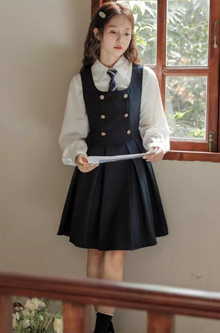 Double Breasted Mini Pinafore Set