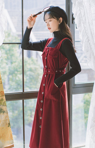 Corduroy Button Up Midi Dress