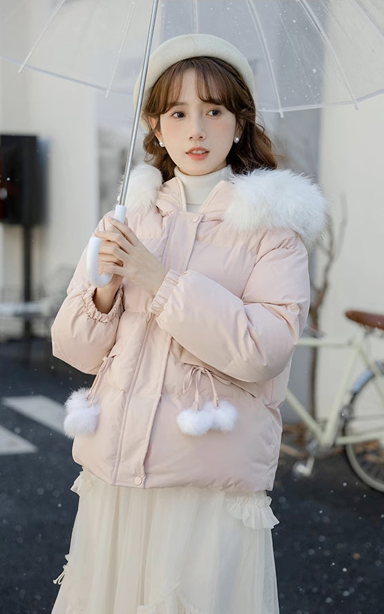 Pom Pom Puffer Jacket