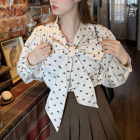 Little Hearts Tie Up Blouse