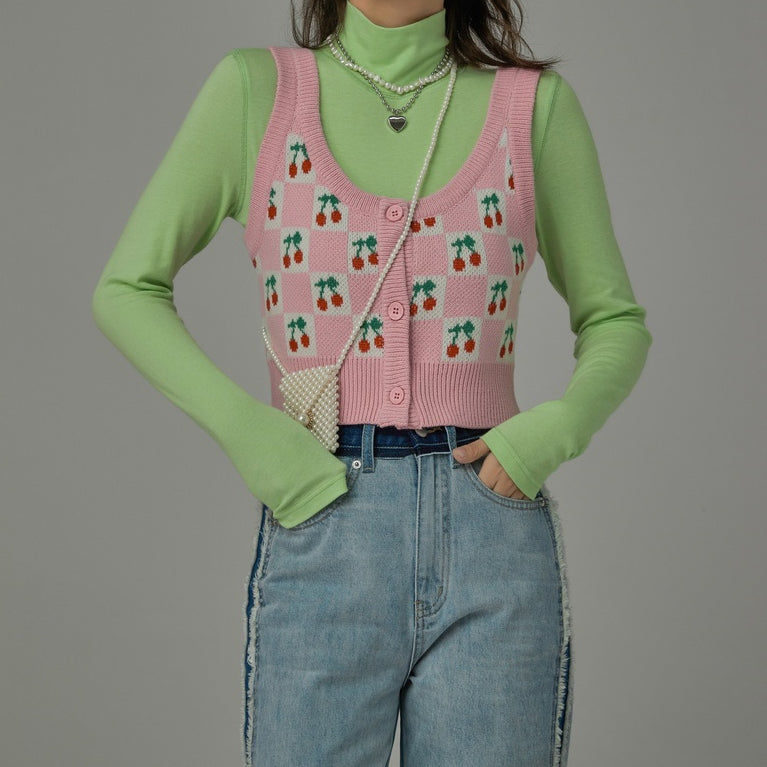 Chaleco de cuadros de cereza