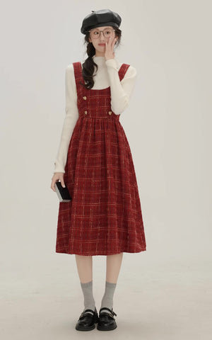Sweet Apple Pie Plaid Pinafore Dress