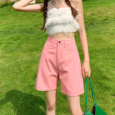 Rainbow Denim Bermuda Shorts