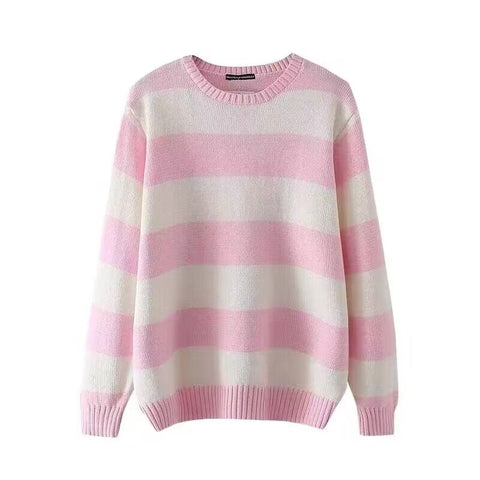 Striped Crew Neck Knit Sweater