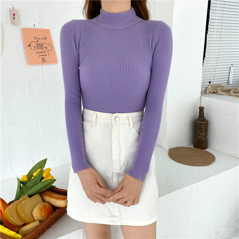 Long Sleeve Elasticity Knitted Shirt