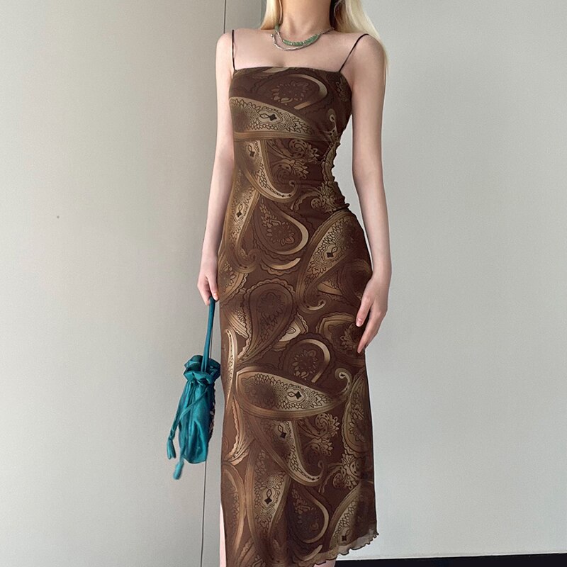 Voguable  Brown Fairy Mini Dress 90s Vintage Spaghetti Strap Ruffles Short Dress Lace Boho Party Holiday Sundress Y2K Streetwear
