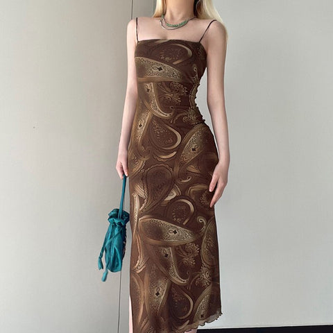 Voguable  Brown Fairy Mini Dress 90s Vintage Spaghetti Strap Ruffles Short Dress Lace Boho Party Holiday Sundress Y2K Streetwear