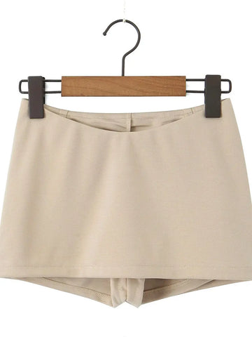 Voguable Y2K V Low Waist Mini Skirt With short lining A-line Package Hips Mini Short Skater Party  Black Brown