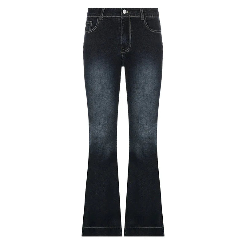 y2k Flare Jeans Casual Low Rise Cute Trousers Aesthetic Streetwear Vintage Cargo Pants Korean Distressed Mom Jeans