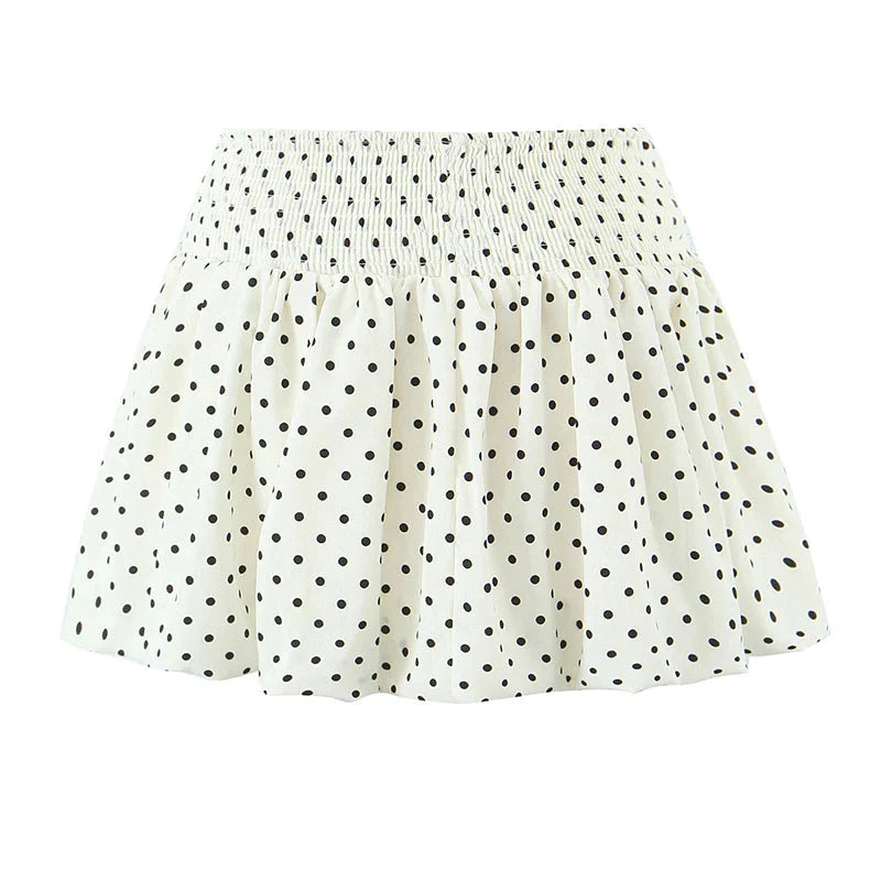 American Retro Elastic Waist Polka Dot Mini Skirt Holiday Short Bud Skirts Y2K New