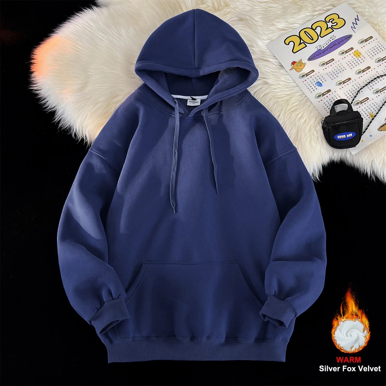 Y2k Pullover Hooded Oversize Hoody Sweatshirt Tops Solid Drop Shoulder Harajuku Streetwear Clothes
