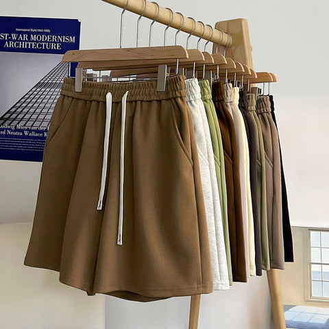 Basic Solid Casual Shorts WoBaggy Korean Trend Y2k Light Thin Short Pants Unisex Beach Trousers