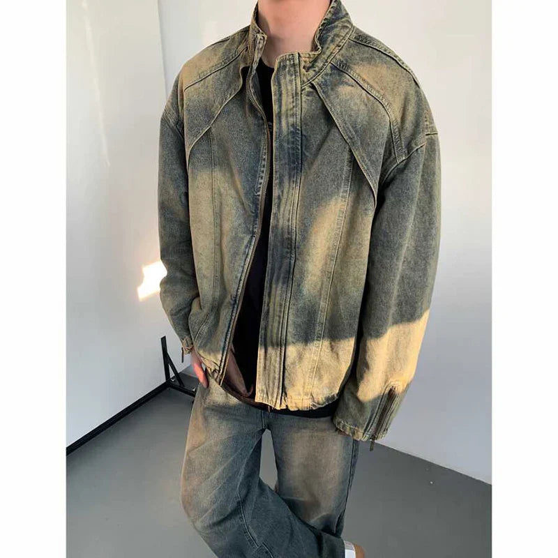 American Zipper Denim Jacket High Quality Outwear High Street Design Denim Jacket Man Woman Hip Hop Retro Coats y2k fashion