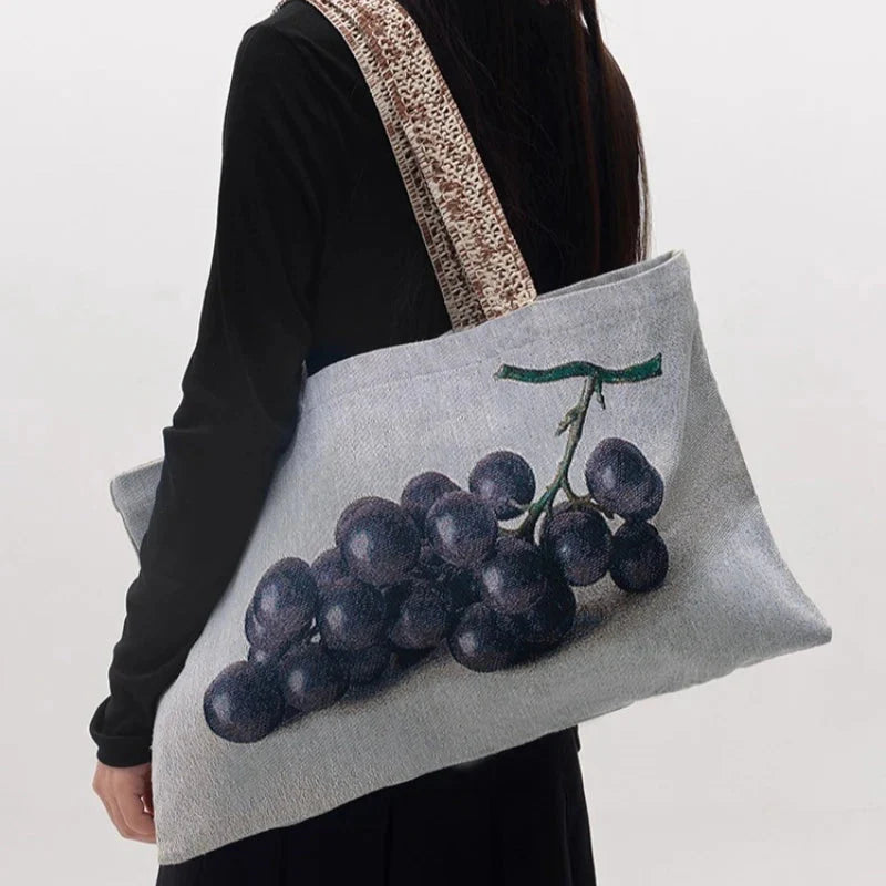 Korean Vintage Print Underarm Bag Office Lady Y2k Aesthetic Chic Handbags Japanese Casual All Match Shoulder Bags Women