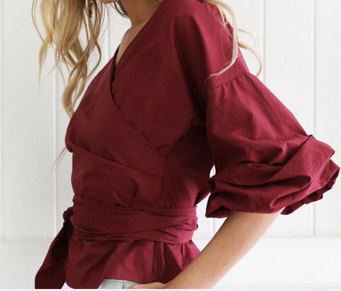 Slim Off Shoulder Shirts Long Sleeve Bow Tie White Blouse Solid V-Neck Harajuku Tops Y2K Clothes