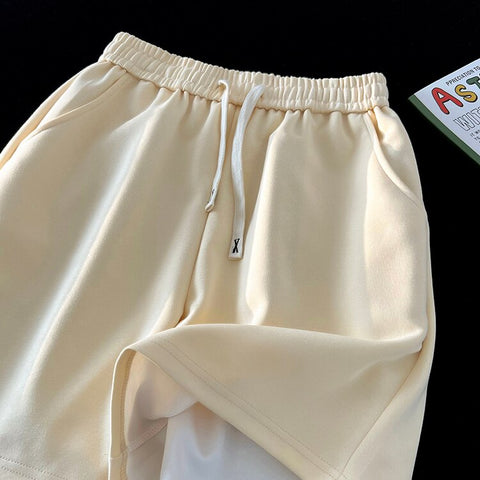 Basic Solid Casual Shorts WoBaggy Korean Trend Y2k Light Thin Short Pants Unisex Beach Trousers