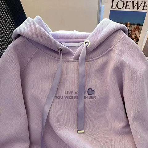 Kawaii Hoodies Harajuku Sweet Girlish Embroidery Aesthetic Baggy S-3XL Temper Designer Plus-Velvet Hooded Y2k Clothes Chic