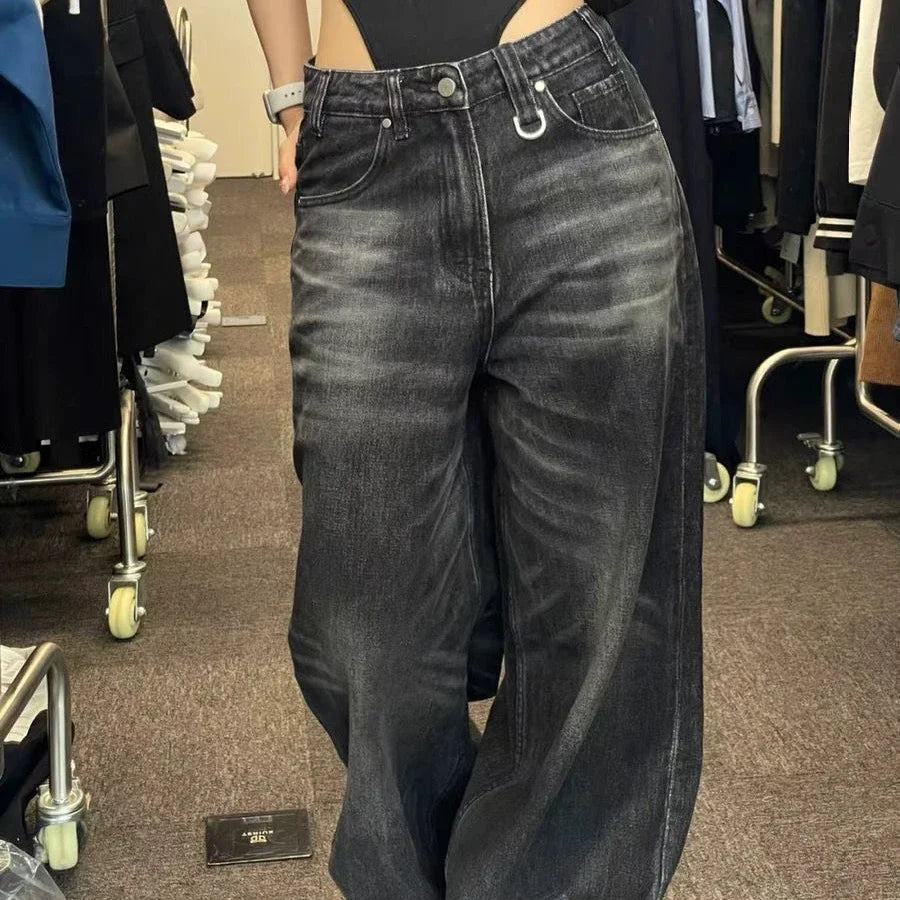 Voguable  FeWide Leg Pants High Waisted Loose Jeans Woman Vintage Street Harajuku Y2K Pant Trousers