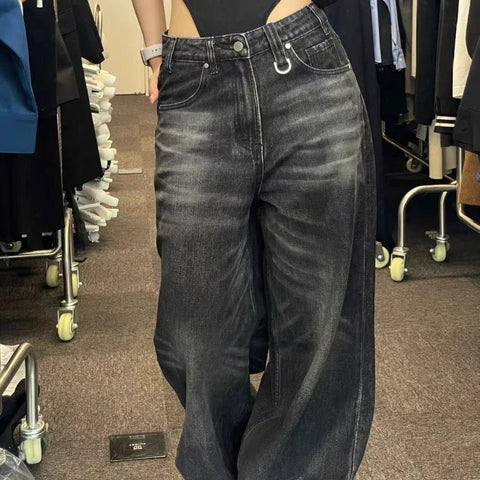 Voguable  FeWide Leg Pants High Waisted Loose Jeans Woman Vintage Street Harajuku Y2K Pant Trousers