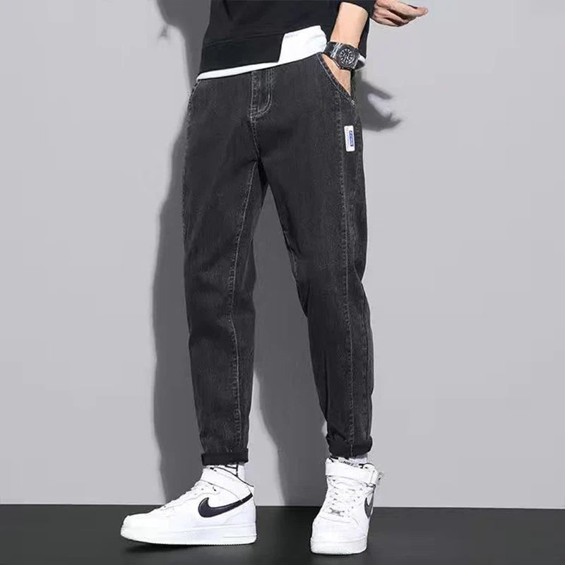 Y2K Korean Vintage Harajuku Jeans Clothes Loose Casual Trousers Stretch Leggings Trend All Match Pants
