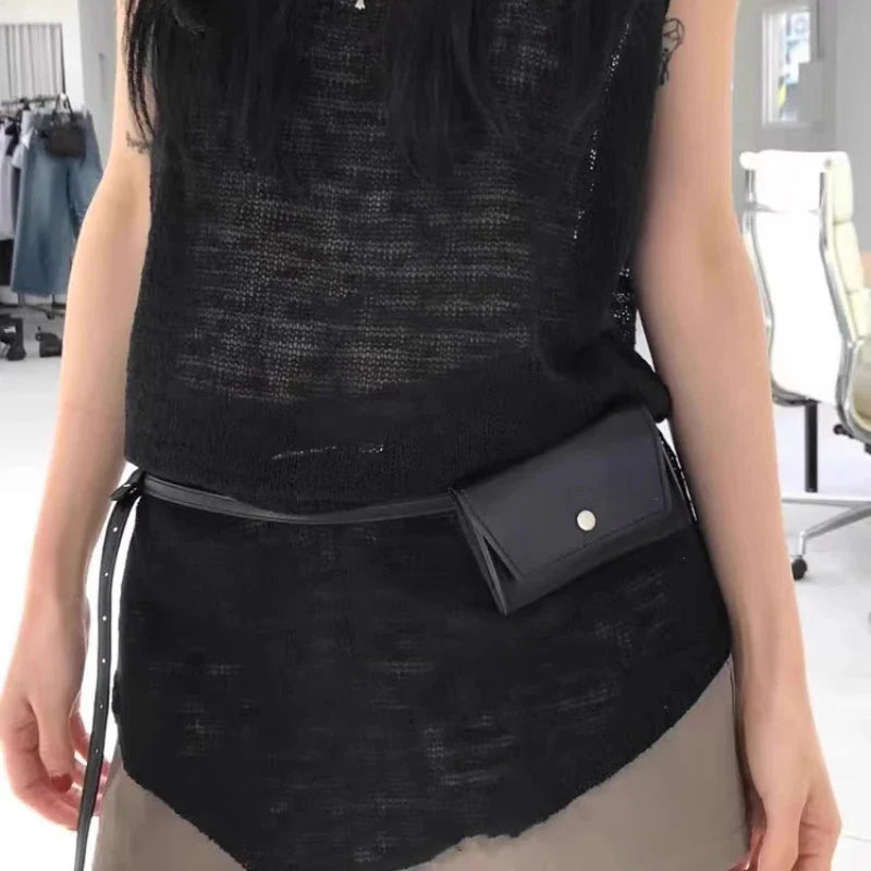 Trendy Y2k Aesthetic Waist Packs Streetwear Vintage Casual Mini Bags Japanese All Match Belt Purses and Handbags