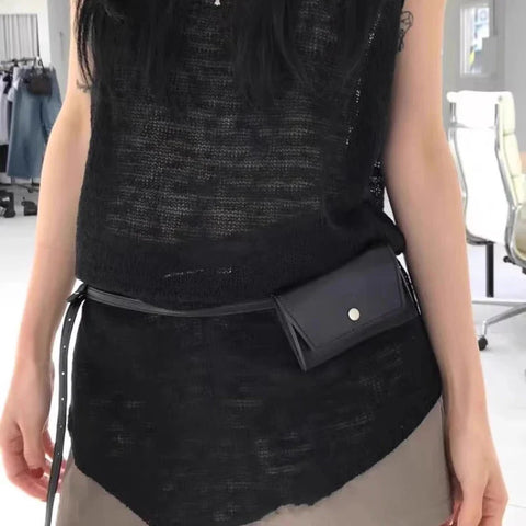 Trendy Y2k Aesthetic Waist Packs Streetwear Vintage Casual Mini Bags Japanese All Match Belt Purses and Handbags