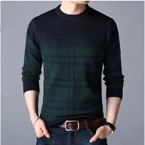 Winter KPOP Harajuku Sweater Man All Match Thick Knitting Tops Loose Casual Long Sleeve Pullover Y2K T-shirts