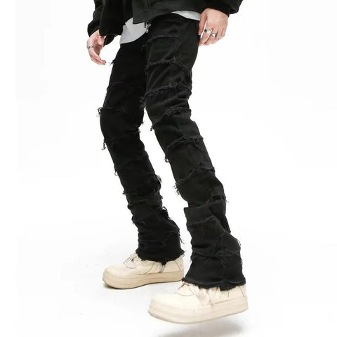 Grunge Clothes Y2K Streetwear Black Slim Stacked Jeans Pants For Kanye Hip Hop Long Trousers Vetements