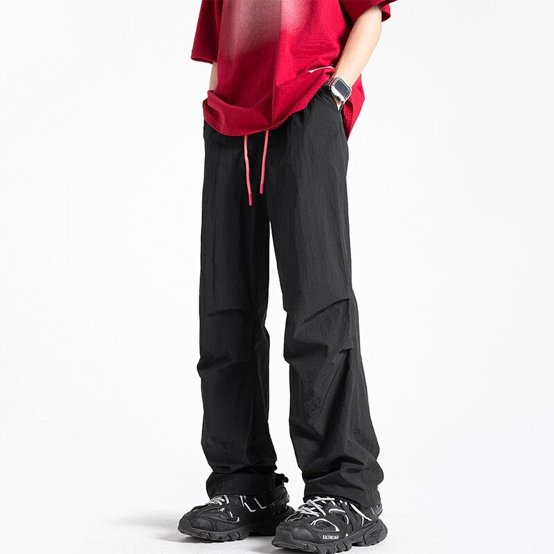 Solid Color Casual Pants Thin Loose Trend Paratrooper Ice Silk Pants Man Streetwear Y2k Trousers Oversized M-5XL
