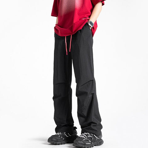Solid Color Casual Pants Thin Loose Trend Paratrooper Ice Silk Pants Man Streetwear Y2k Trousers Oversized M-5XL