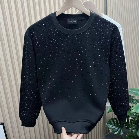 Winter Y2K Harajuku Sweatshirt All Match Tops Loose Casual Outerwear Sequin Long Sleeve Pure Cotton Pullover