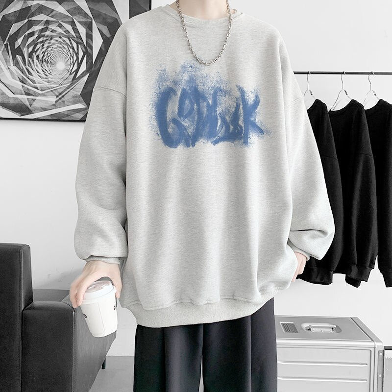 Korean Oversize Casual Sweatshirts y2k Letter Printed O Neck 5XL Unisex Hoodies Winter Pullover